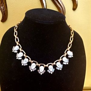 Statement Howlite Rhinestone Gold Tone Necklace